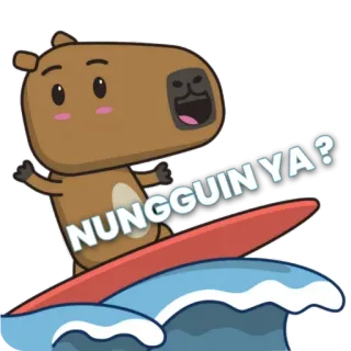 🙌 a4f00bf0 NUNGGUIN YA? カピバラ, サーフィン, 漫画, 可愛い, 波, 海 whatsapp sticker