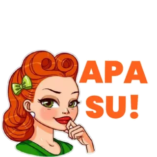 🤔 f995beea APA SU! レトロ, 女性, 漫画, 赤毛, ピンナップ, 表情, 魅力的 whatsapp sticker