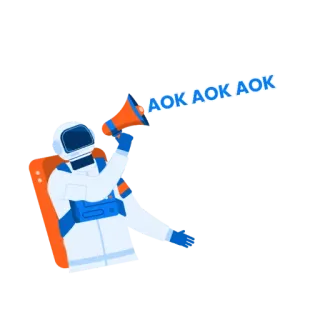 🤣 fe8de07e AOK AOK AOK 宇宙飛行士, メガホン, 宇宙, コミュニケーション whatsapp sticker