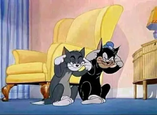 ⚫ 87bddf01 Tom Cat Tom and Jerry Cartoon, Kat, Personages, Grappig, Animatie, Slapstick telegram sticker