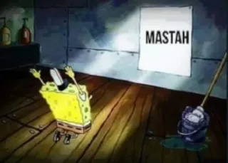 📍 fe9ed572 Spongebob Spongebob Squarepants MASTAH Spongebob, Meme, Racistisch, Cartoon, Aanstootgevend telegram sticker