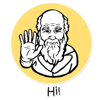 🖐 2cd075ae Hi!! salam, hai, melambai, orang tua, kartun telegram sticker