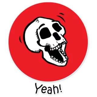 🤣 5b27d69b Yeah! tengkorak, kartun, ya, seru, ekspresi, merah, putih telegram sticker