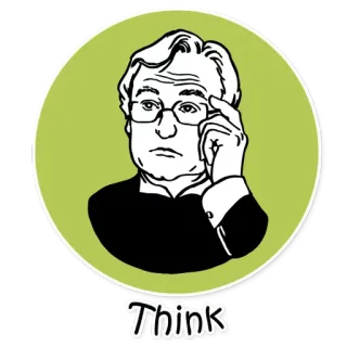 🤓 5f1a8c13 Think berpikir, pria, kacamata, kartun, berpikir telegram sticker