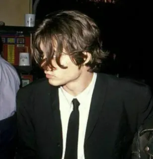 🖤 54fd7569 man, pak, stropdas, portret, jong, haar telegram sticker