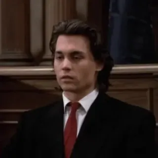 🖤 730af5db Johnny Depp acteur, beroemdheid, portret, rechtbank, pak telegram sticker