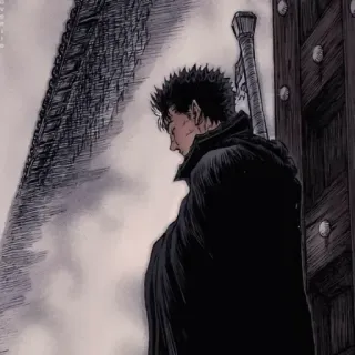 🙁 7b67cfd7 Guts Berserk Manga, Anime, Berserk, Guts, Zwaard, Personage, Fantasy, Donker telegram sticker