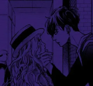 💜 84c3b113 Anime, Romantiek, Manga, Stel, Tekening, Paars telegram sticker