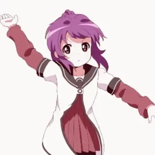 💜 03458e73 anime, girl, cute, purple hair, waving telegram sticker