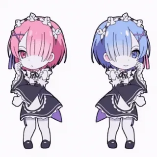 💖 1244e680 Rem anime, maid, chibi, cute, twins telegram sticker