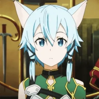 💚 9f4d246a Sinon Sword Art Online anime, girl, sinon, sword art online, cat ears telegram sticker