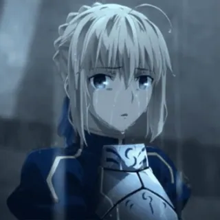 💛 b8374f92 Saber Fate/stay night anime, crying, sad, knight, armor telegram sticker