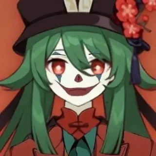 🍂 345044e2 อนิเมะ, ตัวตลก, ตัวละคร, คอสเพลย์, น่าขนลุก, สีแดง, สีเขียว telegram sticker