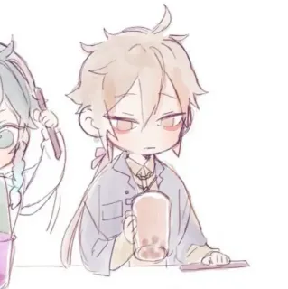 🍂 70a7db71 อนิเมะ, จิบิ, น่ารัก, ชานมไข่มุก, ตัวละคร, ภาพวาด telegram sticker