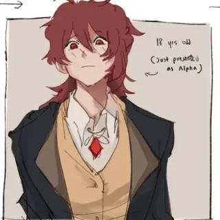 🍂 87361abe 18 yrs old
(Just presented as Alpha) อนิเมะ, ตัวละคร, ภาพเหมือน, เด็กผู้ชาย, อัลฟ่า telegram sticker