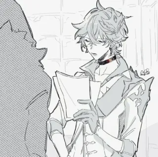 🍂 fff76a0f Tartaglia Genshin Impact อนิเมะ, เก็นชินอิมแพ็ค, ทาร์ทาเกลีย, ไชลด์, แฟนอาร์ต, ตัวละครวิดีโอเกม telegram sticker