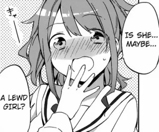 😕 1fec920d IS SHE... MAYBE... A LEWD GIRL? anime, manga, dziewczyna, sprośne, śmieszne, wyraz, pytanie telegram sticker