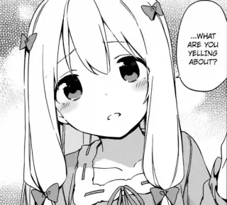 😦 3279fee6 ...WHAT ARE YOU YELLING ABOUT? Anime, Manga, Dziewczyna, Dymek, Pytanie, Kreskówka, Słodkie, Ilustracja telegram sticker
