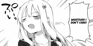 🧐 3e620c47 WHATEVER I DON'T CARE! Anime, Manga, Obojętnie, Nie obchodzi mnie, Wyraz, Dziewczyna telegram sticker