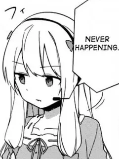 😞 6647ffe0 NEVER HAPPENING. Dziewczyna anime, Manga, Nigdy, Słuchawki, Dymek telegram sticker
