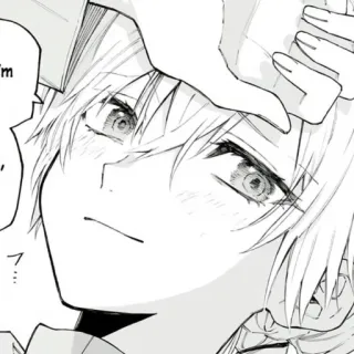 😉 76bf8740 I'm 动漫, 漫画, 插画, 灰度, 脸, 头, 眼睛 telegram sticker