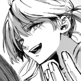 😏 d187d9de 动漫女孩, 微笑, 黑白, 肖像 telegram sticker