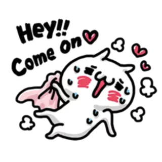 ✳️ 536f0f82 Hey!! Come on fofo, desenho animado, saudação, animação, coração whatsapp sticker