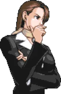 🤔 f439bd69 Mia Fey Ace Attorney 綾里真宵, 逆転裁判, 考えてる, ゲーム whatsapp sticker