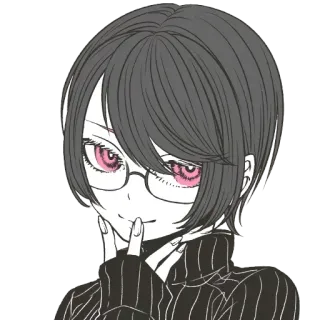 ☺️ 0e3cbd14 Anime, Manga, Frau, Brille, Rosa Augen, Kurze Haare whatsapp sticker