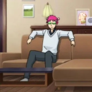 🥠 3f256154 Saiki Kusuo The Disastrous Life of Saiki K. Anime, Personagem, Saiki Kusuo, Sentado, Sofá telegram sticker