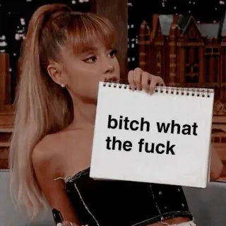 😬 ad494b7c bitch what the fuck มีม, ก้าวร้าว, คำหยาบ, คำสบถ, ข้อความ, ผู้หญิง telegram sticker