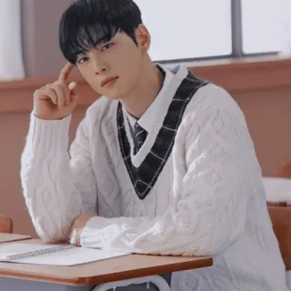 😒 32518944 男人, 毛衣, 书桌, 肖像, 韩语, 演员 telegram sticker