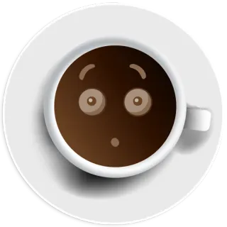 😯 05da8ab6 커피, 컵, 음료, 놀람, 충격, 눈, 음료 telegram sticker