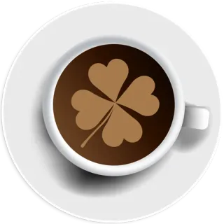 🍀 27c88d93 커피, 클로버, 행운, 음료, 음료, 라떼 아트, 카페인 telegram sticker