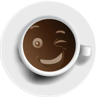 😉 8af29091 커피, 이모티콘, 윙크, 음료, 뜨거운 음료, 컵, 얼굴, 행복 telegram sticker