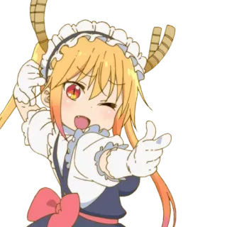 😉 3a33de38 Tohru Miss Kobayashi's Dragon Maid Anime, Draak, Meid, Schattig, Tohru, Kawaii telegram sticker