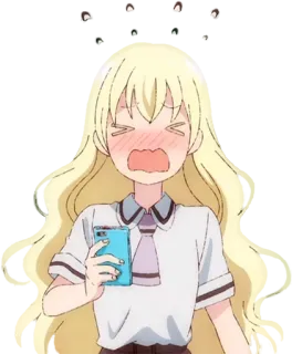 😖 d43597f2 anime, meisje, huilen, verlegen, blond telegram sticker