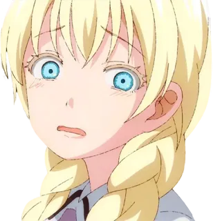 😧 d8bc5ca4 anime, cartoon, meisje, blond haar, blauwe ogen telegram sticker