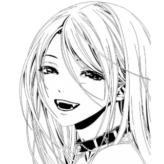 😄 f290beaf Anime, Vampier, Vrouwelijk, Tanden, Gothic, Manga, Meisje, Lachend, Ketting telegram sticker