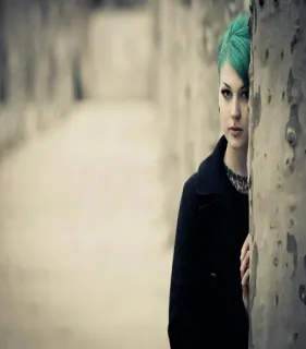 👀 861b4244 woman, portrait, green hair, emo, goth, girl, fashion telegram sticker