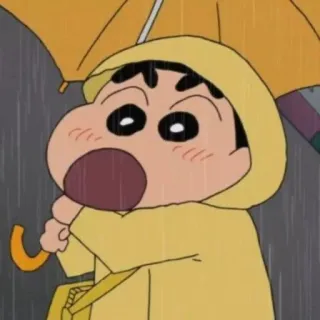 😫 d4ed963c Shin-chan Crayon Shin-chan 卡通, 动漫, 雨, 伞, 黄色雨衣, 蜡笔小新 telegram sticker