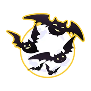 😈 46beaadf 蝙蝠, 万圣节, 月亮, 贴纸, 可爱, 动物 telegram sticker