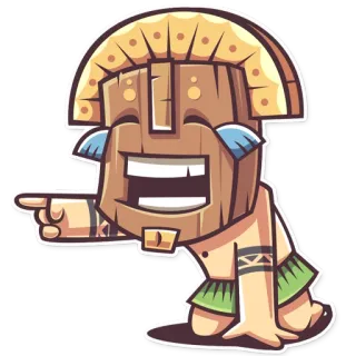 😂 369dec1b Tiki, Maska, Kreskówka, Zabawny, Wskazywanie, Postać whatsapp sticker