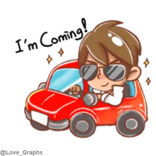 😎 10873d33 자동차, 운전, 만화, 선글라스, 행복한, 멋진, 교통 telegram sticker