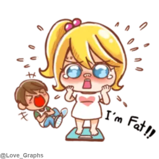 😂 957ca66e Too Much 체중, 다이어트, 만화, 체중계, 충격, 좌절, 통통한 telegram sticker