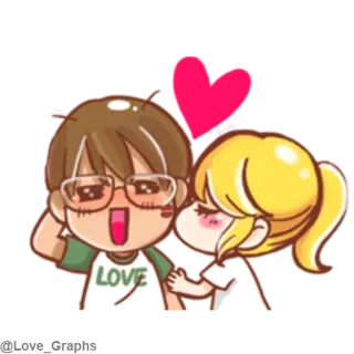 😘 a808aa31 LOVE 사랑, 커플, 키스, 만화, 귀여운, 로맨스 telegram sticker