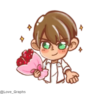 😀 fffa1752 만화, 소년, 꽃, 귀여운, 카와이, 애니메이션 telegram sticker