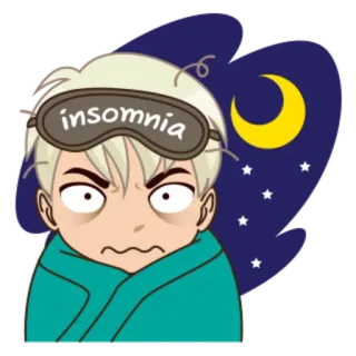 🌙 a411409a insomnia insonnia, sonno, stanco, insonne, cartone animato, notte, luna whatsapp sticker