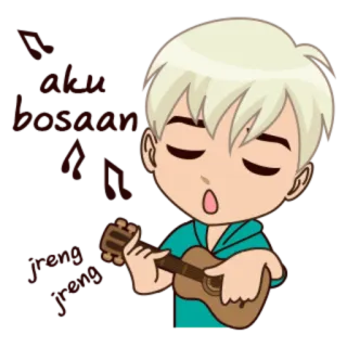 🎸 fbbf1673 Let the music heal you ragazzo, ukulele, cantando, musica, canzone, guarigione whatsapp sticker