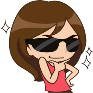 😎 2dfade5d kartun, gadis, kacamata hitam, berpikir, keren, pose, berkilau telegram sticker